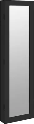 Image de vidaXL Armoire à bijoux avec miroir mural noir 30x8,5x106 cm
