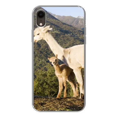 Produktbild von MuchoWow® Handyhülle Schutzhülle Hülle für iPhone XR Alpakas - Berge - Natur Silikon Softcase Handy Hülle - Schutzdeckel