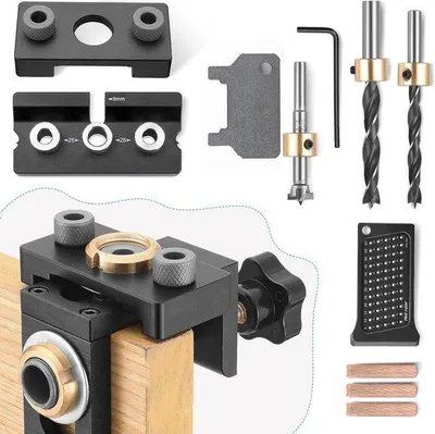 Immagine prodotto di Set di punte e guide 3 in 1 per la lavorazione del legno con funzione di posizionamento