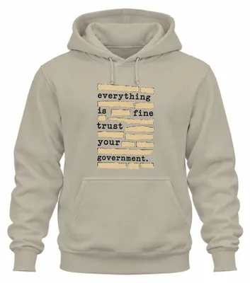 Immagine prodotto di "Everything Is Fine", felpa con cappuccio, sarcasmo, politica, taglia XL, colore naturale