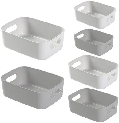 Productafbeelding van Set van 6 Plastic Opbergdozen - Voor Keuken, Badkamer en Kantoor