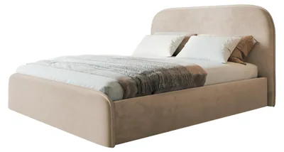 Image de Lit 120x200 - Lit Coffre de Rangement Moderne - Cadre en Bois - Tissu Velours Amor - Collection Vienna - Beige