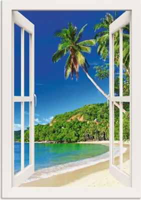 Produktbild von ARTland Wandbild Alu für Innen & Outdoor Paradies - weißes Fenster Größe: 50x70 cm