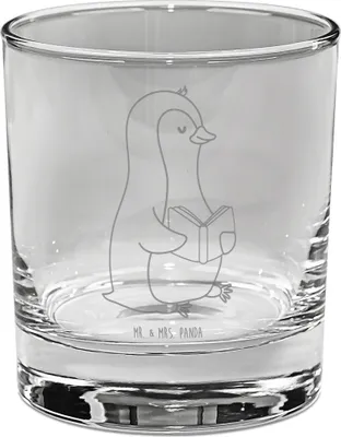 Produktbild von Mr. & Mrs. Panda Glas Pinguin Buch - Transparent - Geschenk, Tumbler, Ausruhen, Nichtstun, graviertes, Urlaub, Freizeit, Longdrinkglas, Cocktailglas