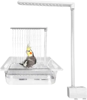 Produktbild von Vogeldusche | Fontänenförmiger Duschkopf mit fließendem Wasser | Automatisches Badezubehör für Wellensittiche, Poolspielzeug für Unzertrennliche und Nymphensittiche