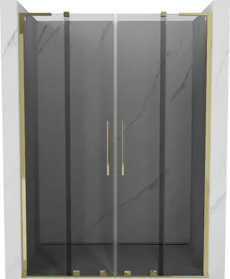 Produktbild von Mexen Velar L Duo Schiebetür-Duschabtrennung 160 cm, Graphit, Gold - 871-160-003-42-50