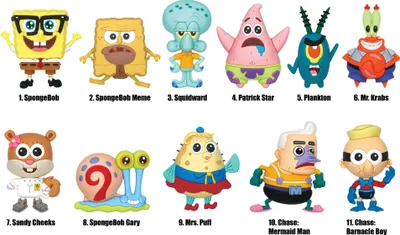 Produktbild von Monogram Int Spongebob Spongebob Schwammkopf Klassische Serie 3 3d Pvc Taschenclips Display 24 Einheiten Mehrfarbig Mehrfarbig One Size