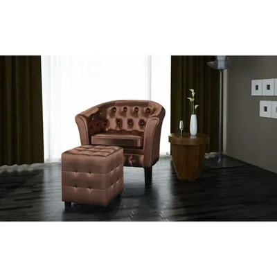 Produktbild von vidaXL Clubsessel mit Fußhocker Braun Kunstleder