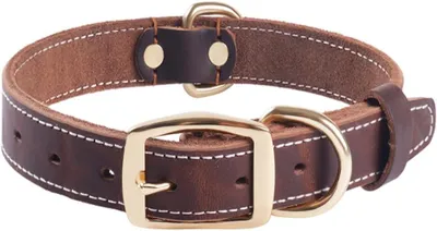 Imagen del producto de Collar para perros, de cuero genuino, ajustable, color marrón, para perros