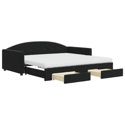 Obrázek produktu pro vidaXL Rozkládací postel se zásuvkami černá 100x200 cm Velvet