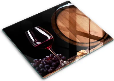 Produktbild von Glasschneideplatte - Herdabdeckplatte - 60x52 - Schneidebrett - Spritzschutz - Ein Fass Weinglas