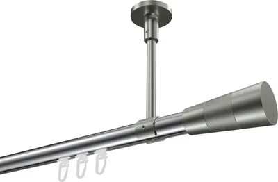 Produktbild von Interdeco Innenlaufstange / Gardinenstange mit Innenlauf Chrom / Edelstahl-Optik, Typ Sonette Tanara (Konus Bicolor) Deckenmontage, 20 mm Ø 1-läufig, 420 cm