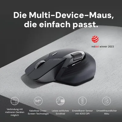 Produktbild von Rapoo MT760M, Rechts, Optisch, RF Wireless + Bluetooth, 4000 DPI, Schwarz, Grau