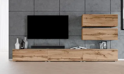 Produktbild von AX LIVING Anbauwand Loriano V Wohnwand braun Eiche Wotan 300 cm breit