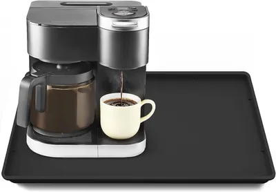 Produktbild von Kaffeemaschinenmatte mit erhöhten Rändern, 50 x 39 cm, schwarz, für die Küche