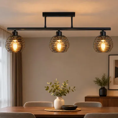 Produktbild von ZMH Deckenleuchte Esstisch 3 flammig Vintage Deckenlampe E27 Industrial Küchenlampe Schwarz Esszimmerlampe Deckenbeleuchtung für Küche Wohnzimmer