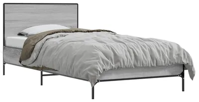 Image de vidaXL Sommier avec tête de lit Gris Sonoma 80 x 200 cm Panneau de particules