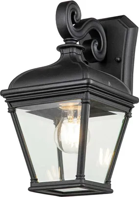 Produktbild von Außenleuchte Wand Glas Aluminium E27 IP44 33,4 cm hoch Schwarz Vintage Wandlampe außen