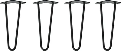 Produktbild von Natural Goods Berlin HAIRPIN Legs, Haarnadelbeine, Möbelfüße, Tischbeine, Schwarz, 30 cm, 2 Streben, 4 Stück