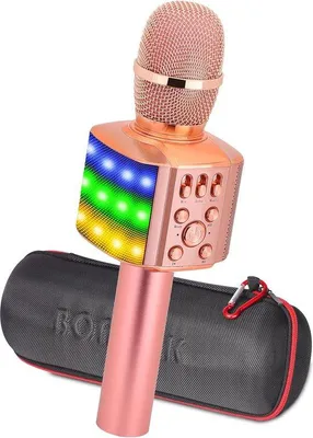 Immagine prodotto di Set karaoke professionale per adulti - Microfono karaoke Bluetooth - Microfono karaoke wireless con luci LED lampeggianti - Microfono per adulti