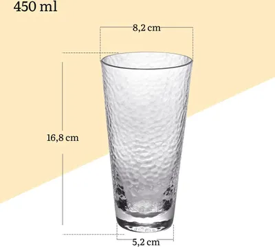 Produktbild von Wilmax Gehämmertes Trinkglas 450 ml Transparent aus Borosilikatglas