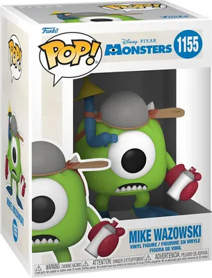 A Funko Pop! vinyl figure of Mike Wazowski from Disney Pixar's Monsters, Inc. is shown in its packaging.