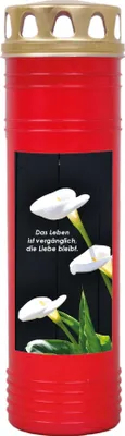 Produktbild von Grabkerze Rot, Brenndauer: 170 Stunden ( 7 Tage ), Motiv: Calla 2