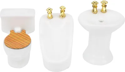 Immagine prodotto di 1/24 Casa delle bambole Miniatura Bagno Set Simulazione Vasca da bagno in Vetroceramica Lavandino Kitwhite