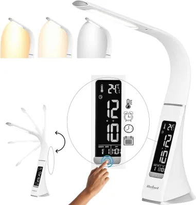 Image de Rebel KOM1009-1 Lampe de table LED avec station météo blanc