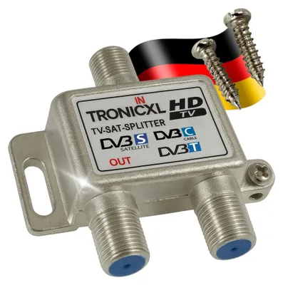 Produktbild von 2-fach Sat Splitter DVBC Antennenverteiler Verteiler Weiche Splitter HD TV 4K