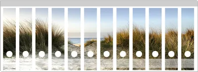Produktbild von Wallario Ordnerrücken Sticker, selbstklebend für breite Ordner, 12 Stück, Motiv Weg durch die Dünen zum Strand am Meer