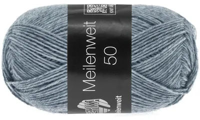 Produktbild von Lana Grossa MEILENWEIT 50 g UNI 4-fach Sockenwolle mit 80 % Schurwolle 210 m Farbe 1302 - Jeans/Grau meliert