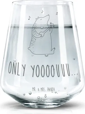 Produktbild von Mr. & Mrs. Panda Wasserglas Bär Gitarre - Transparent - Geschenk, Becherglas, Glas, Tumbler, Teddy, Trinkglas, Trinkgefäß
