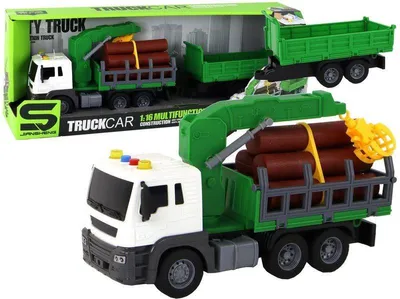 Produktbild von Lkw Mit Traktor Und Kran, Beweglicher Arm, Soundeffekte, Holz