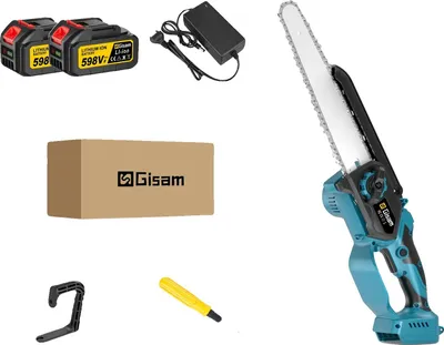 Image de Tronçonneuse électrique, moteur sans balais, guide-chaîne 10 pouces, 2 batteries 1 prise