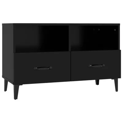 Image de Meuble TV Noir 80x36x50 cm Bois d'ingénierie