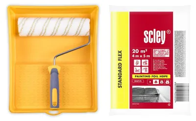 Productafbeelding van Hardy Werkzeuge: Set van 4 stuks, bestaande uit: verfroller (25 cm), Maxprofi, verfbak (32 x 38 cm) en afplaktape