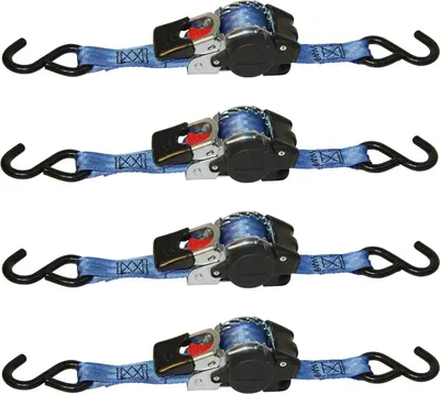 Produktbild von Kerbl Automatik-Zurrgurt blau - Spanngurt - mit S-Haken 3 m x 25 mm - Zugkraft direkt 300 kg  - 4 Stück