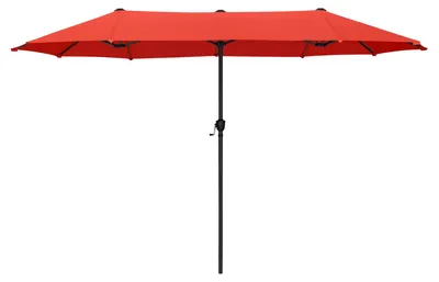 Image de Grand parasol rectangulaire 200 x 380 cm pour le jardin et la terrasse, avec manivelle, protection UV, résistant au vent, rouge orangé