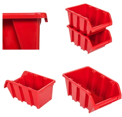Zdjęcie produktu dla Zestaw 100 sztuk skrzynek do przechowywania, możliwość układania w stos, wymiary: 100x150x70 mm