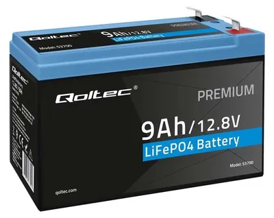 Obrázok produktu pre LiFePO4 batéria Qoltec, 12,8 V, 9 Ah, 115,2 Wh, s integrovaným systémom riadenia batérie (BMS)