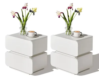 Produktbild von Nachttisch 2er Set, 2 Schubladen, weiß, 50x35x46 cm