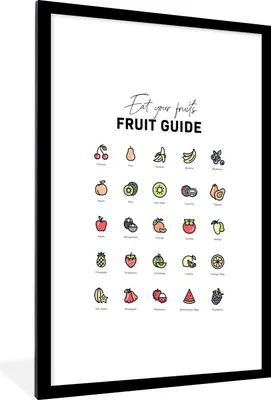 Produktbild von MuchoWow® Gerahmtes Poster Küche - Lebensmittel - Obst 60x90 cm - Poster mit Schwarzem Bilderrahmen Wandposter Rahmen Foto Bilder - Dekoration - Wandposter Wohnzimmer - Hochwertig