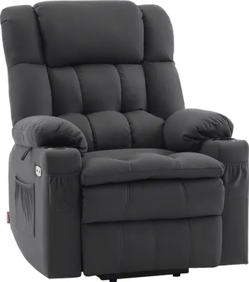 Produktbild von M MCombo elektrische Aufstehhilfe Relaxsessel 7546, mit 3 Motoren getrennt verstellbar, Liegeposition bis 165°, TV Sessel mit USB, für Senioren Wohnzimmer (Dunkelgrau-Mikrofaser)