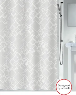 Produktbild von Spirella Anti-Schimmel Duschvorhang - Anti-Bakteriell, waschbar, wasserdicht, Polyester, „Peer“ 180x180cm Weiß