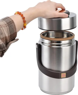 Obrázok produktu pre 2300ml Izolované obedové kontajnery Prenosné 304 z nehrdzavejúcej ocele Vákuovo izolované potraviny Jar Vacuum Bento Lunch Box