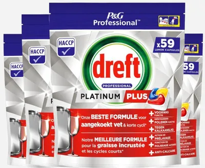 Immagine prodotto di Pastiglie per lavastoviglie Dreft Platinum Plus Lemon All-in-1 - 236 pastiglie - Confezione risparmio