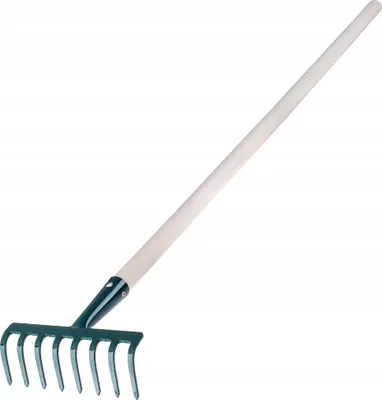 Immagine prodotto di KADAX rastrello in metallo con manico in legno "Vagen", rastrello per giardino, attrezzo da giardino, rastrello da giardino, verde, 8 denti