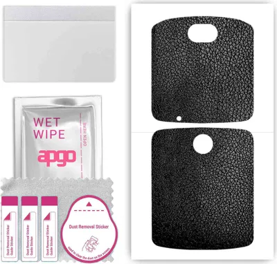 Produktbild von apgo Rückseite Schutzfolie, Skin, kompatibel mit Motorola Razr 5G, Hinten Displayschutzfolie aus Vinylfolie, kratzfest, einfache Montage - Schwarzes Leder