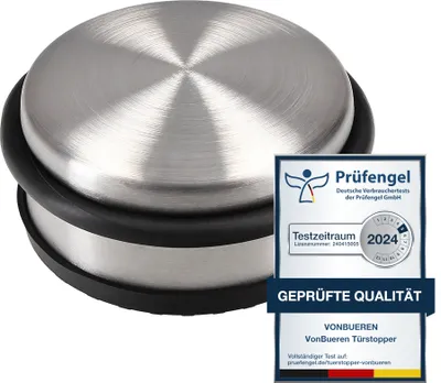 Produktbild von 1 x Türstopper 1,2 kg Boden schwer VonBueren | ca. 10,5 x 5 cm | Tür Stopper aus Edelstahl/Metall | door stopper